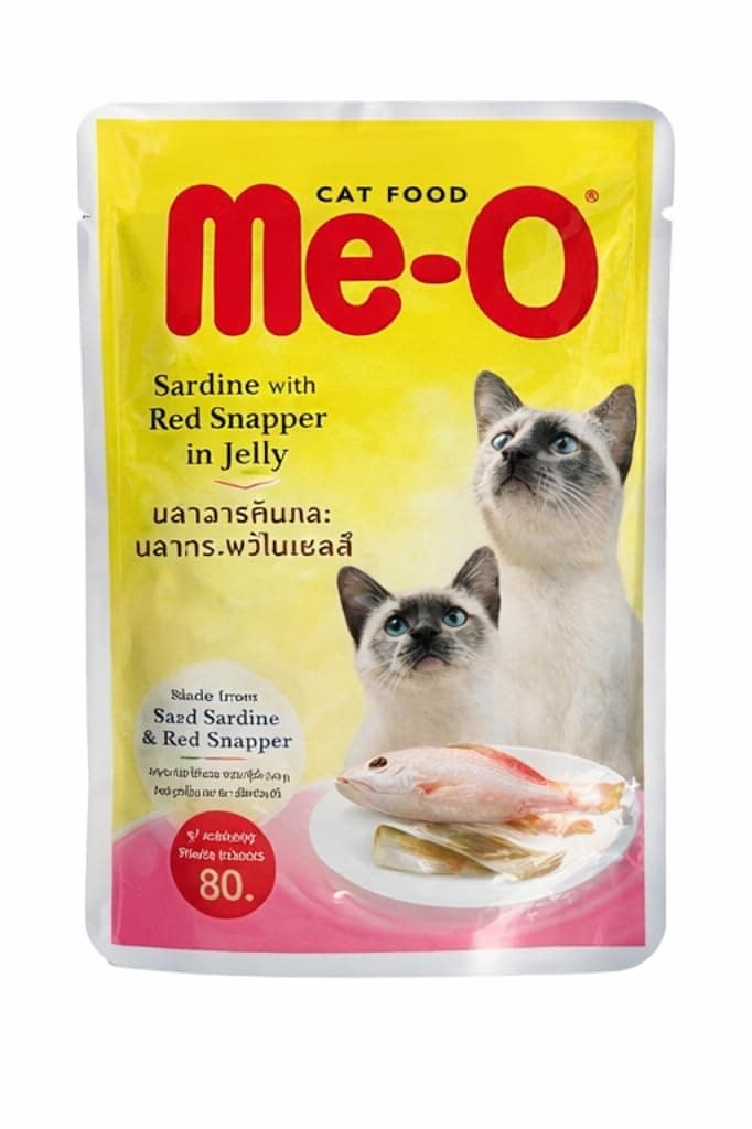 Me-O Adult Cat Food, Sardine with Red Snapper, 80 g (Pack of 12)