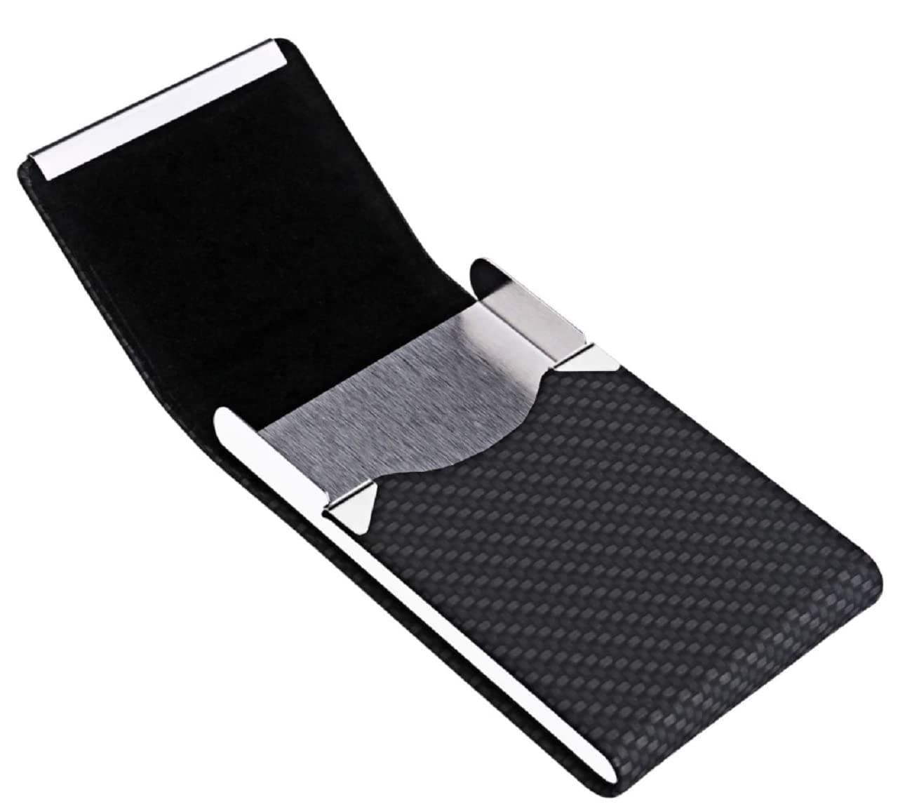 VOGARD Genuine Leather Card Holder with RFID Blocking | Credit Card/Business Card with Magnetic Closure for Men & Women (Black)