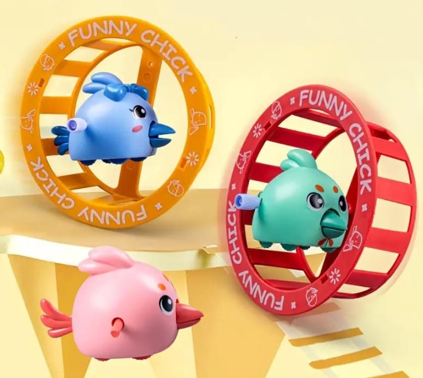 UTPATI Funny Chick Running Toy for Kids, Wind-Up Walking Chick with Wheel, Cute Cartoon Funny Toy, Windup Crawling & Rolling Fun Toy Gift for Boys Girls Toddlers (Multicolor)