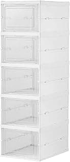 Sulfar 5 Tier Shoe Rack Collapsible Shoe Organiser with Door - Foldable Sneaker Crates Footwear Organiser for Men, Women, Heels, Boots, Loafers, Sneakers, Slippers