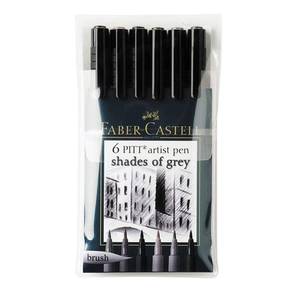 Faber-Castell Pitt Artist Pen Set Of 6 Pitt Pens Black (XS,S,F,M,B,C)