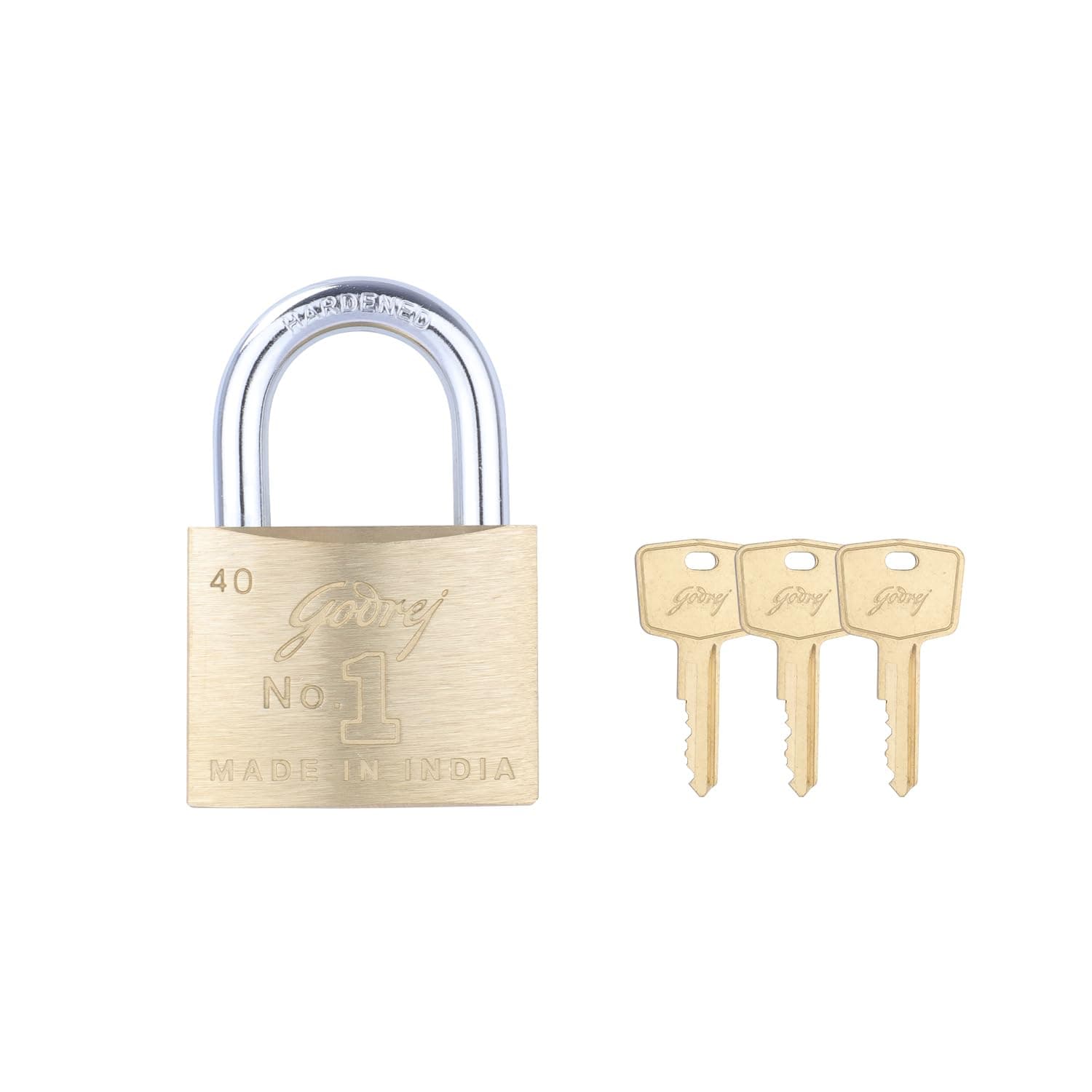 Godrej Locks I Pin Cylinder 40 mm I 3 Keys I Padlock for Main Door I Lock for Tool Box,Shutters,Shops & Offices I Corrosion Resistant Shackle I Solid Brass Padlock | 1 Year Warranty