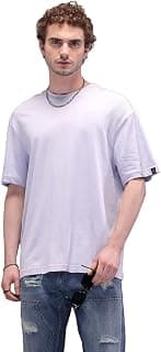 WROGN Men's Cotton T-Shirt | Embroidered with Sleeve Loop Label | Oversized Fit