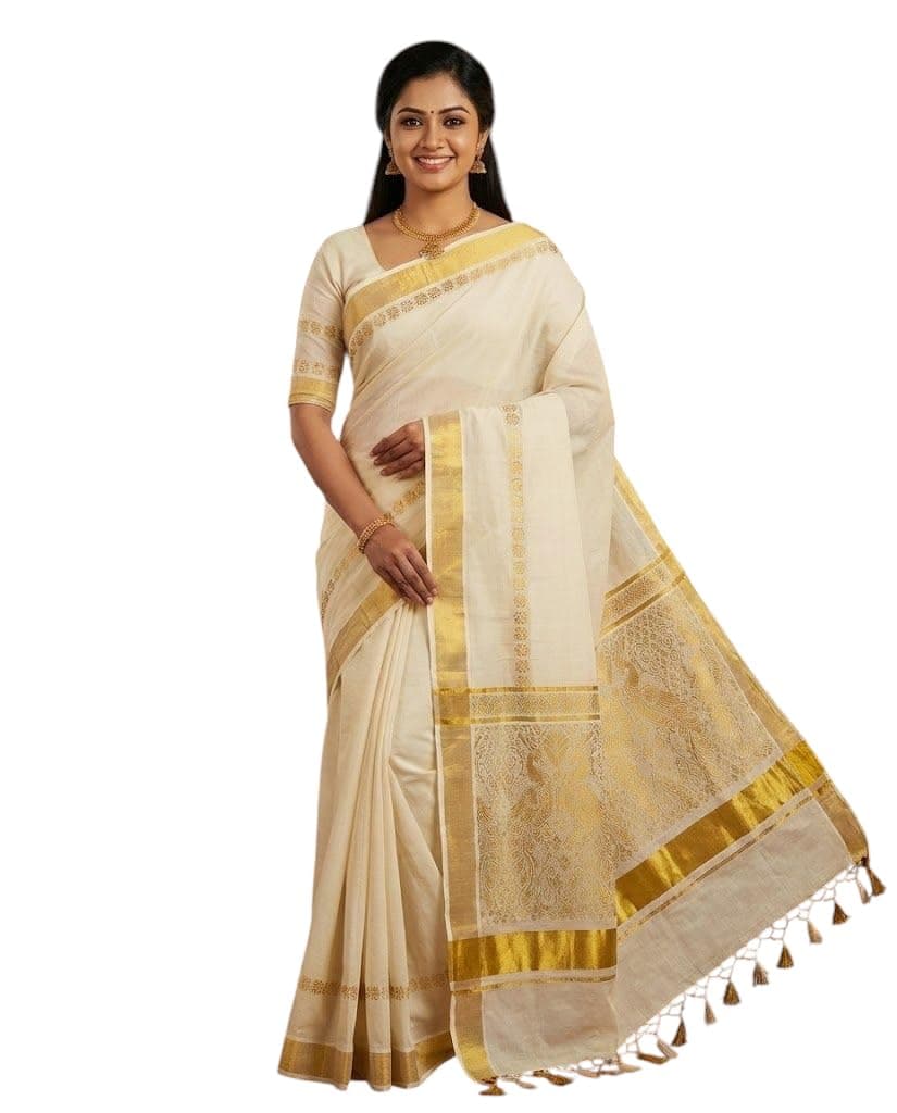 SREE KUMARAN Women's Traditional Handloom Kanchipuram Silk Pure Pattu Sarees | Unstitched Blouse
