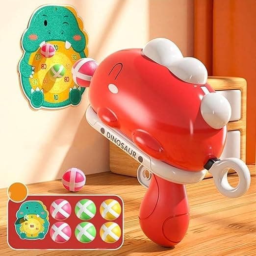 P SQUARE Kids Dinosaur Target Shooting Game Toy for Childrens, Target Shooting Indoor/Outdoor Board Game with 6 Sticky Balls for Kids Age 3+ Multicolor