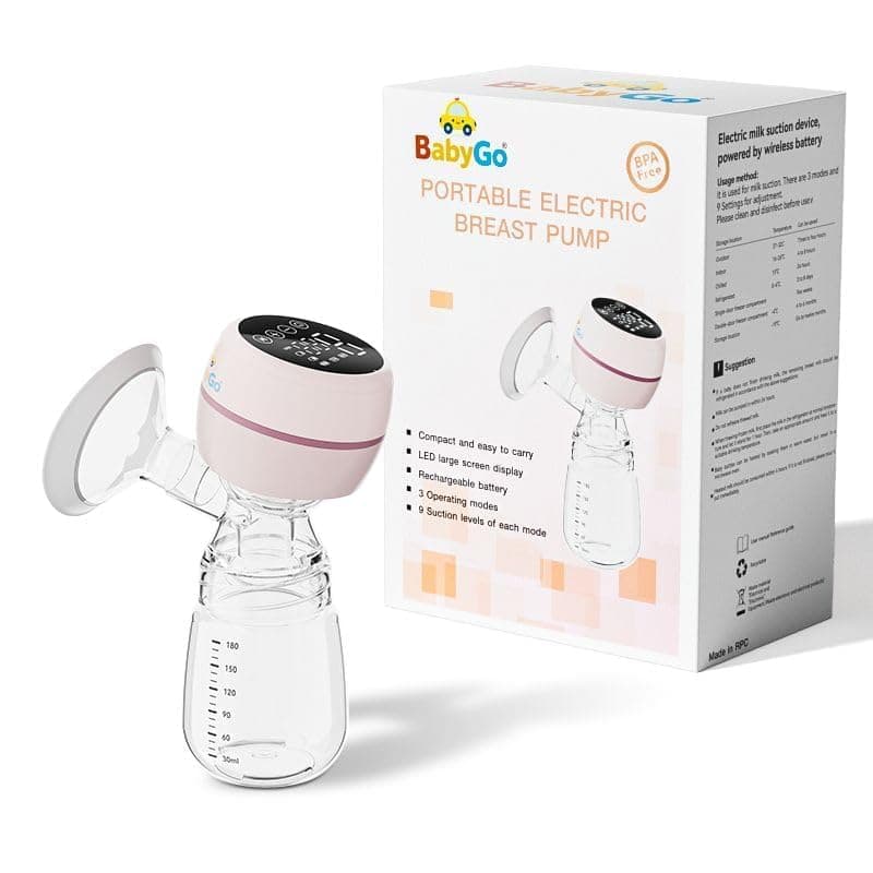 Baby Go Automatic Electric Breast Pump | BPA Free Breast Pump | LED Display | Portable and Lightweight | Soft Silicone Cushion | Rechargeable Battery, (Pack of 1)