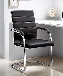 Goyal steel & furniture Black Visitor Chair for Home Computer Study Sitting Reception (1, Black, Leather Back Chair)