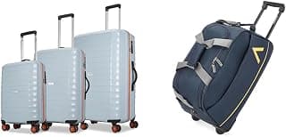 Aristocrat Altitude 8 Wheel Set of 3 (Small + Medium + Large) Hard Case Trolley Bags | Combination + Cadet Polyester 52 cms Blue Travel Duffle (Cadet)