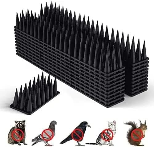 SEAGULLSTOPPER Bird Spikes Pack of 10 Pigeon Control Spikes with (Installation Kit),Spikes for AC Balcony Railing Window Home Protection from Pigeon Dog Monkey Crow Kabootar (Black)