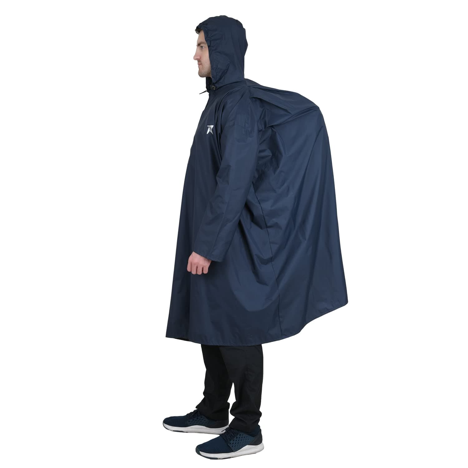 ROCKSPORT Unisex Hooded Rain Poncho for Adult, Polyester Waterproof, lightweight,Reusable& Packable, Long Sleeve & One Size Fits Most, Free Size (Blue)