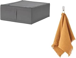 Ikea SKUBB Storage case, Dark Grey, 43x53x19 cm with VALLASÅN Hand Towel, Dark Yellow, 40x70 cm