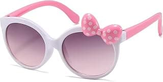 Dervin UV Protected Girl's Bow Cute Sunglasses Baby Personality Cartoon Travel Sunshade Glasses