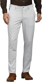 Louis Philippe Men White Solid Flat Front Formal Trousers