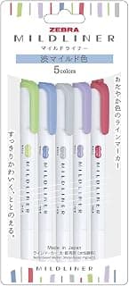 Zebra Mildliner WKT7-5C-NC-N Highlighter, Astringent Mild Color, NC5 Colors