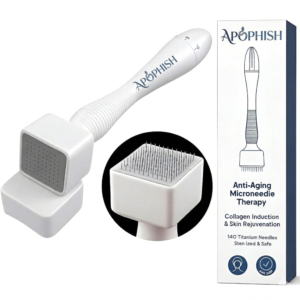 APOPHIS 140 Titanium Adjustable Micro Needles Facial Derma Roller Kit for Skin Repair, Face, Hair & Beard Growth (SKIN & Hair & Beard Growth)