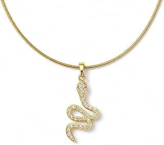 Zarini Gold-Plated Anti-Tarnish CZ Snake Pendant Necklace for Women | Cubic Zirconia Serpent Charm Necklace | 18-Inch Chain | Minimal Fashion Jewelry for Daily Wear, Party & Gifting