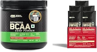 Optimum Nutrition BCAA, 5g BCAAs in 2:1:1 Ratio, 30 servings, For Muscle Recovery & Endurance, Int | Optimum Nutrition (ON) Gold Standard 100% Whey Protein - 5 X 31 g (Vanilla Ice Cream) Single Serve
