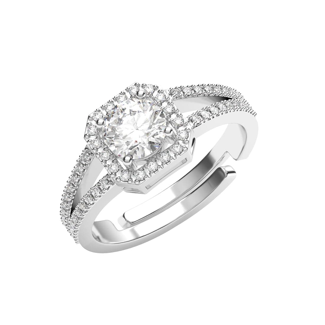 Clara 925 Sterling Silver Cathedral Halo Finger Ring Gift for Women & Girls | Rakhi Rakshabandhan Gift for Sister Bhabhi | Size Adjustable | Platinum Plated | Swiss Zirconia