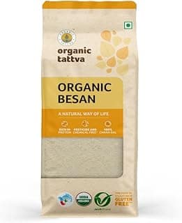 ORGANIC TATTVA Besan 500 gms | Finely Ground Gram Flour from Chana Dal | Gluten-Free Powder for Everyday Cooking, Baking & Traditional Indian Besan Recipes