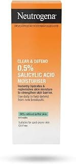 Neutrogena Clear & Defend Oil-Free Moisturiser 50ml | 0.5% Salicylic Acid | Acne & Spot Control | Lightweight Daily Hydration for Oily & Acne-Prone Skin