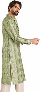 SOJANYA Men’s Cotton Silk Printed Green Kurta | Designer Long Ethnic Outfit for Navratri, Garba Nights & Puja