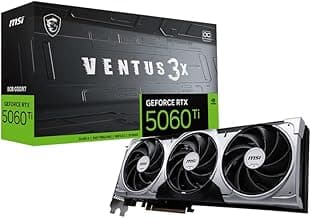 MSI GeForce RTX 5060 Ti 8G Ventus 3X OC Graphics Card – NVIDIA, GDDR7 128-bit Memory, 28Gbps, PCI Express Gen 5 x16 (uses x8), Up to 2617 MHz, Triple Fan Cooling, DisplayPort 2.1b, HDMI 2.1b