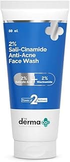 The Derma Co Sali-Cinamide Anti-Acne Face Wash with 2% Salicylic Acid & 2% Niacinamide - 80 ml | Clears Acne & Marks | Removes Excess Oil
