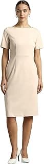 Van Heusen Women's Cotton Blend Boat Neck Mid-Length Sheath Comfort Fit Above The Knee Dress