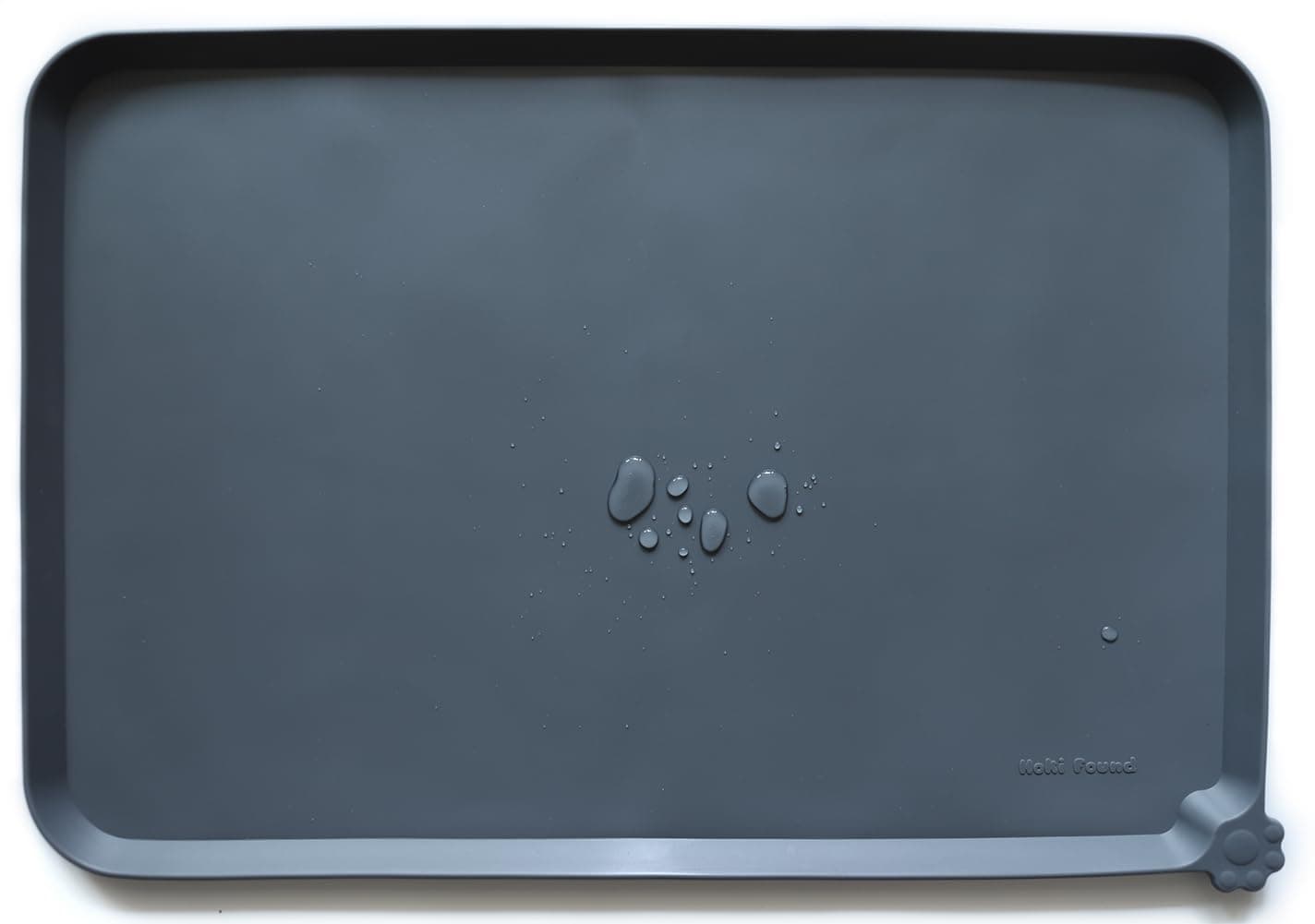 Hoki Found Large Silicone Pet Feeding Tray - Waterproof Dog Pet Cat Feeding Mat - Non Slip Pet Dog Cat Food Bowl Mats Placemat -Pet Water Mats for Carpet -Gray