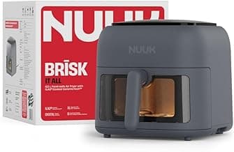 NUUK BRĪSK 6.5L 100% Toxin-Free Ceramic Air Fryer|ILAG® CeramicTech™|No Micro plastics, No PTFE, PFAS, PFOA|12 Cooking Presets|Digital Display|Shake Reminder|360° Even Cooking