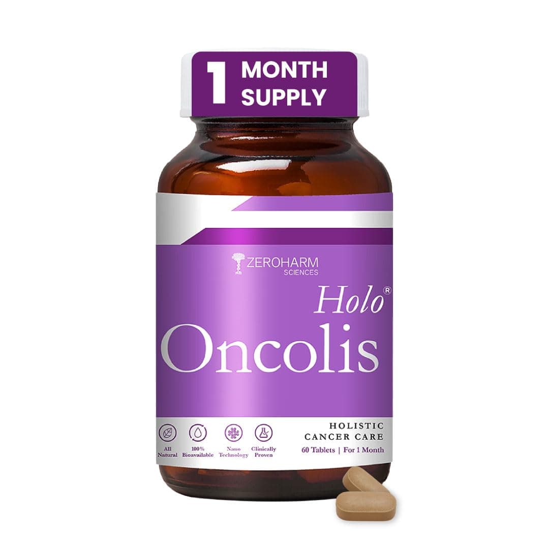 Holo ZEROHARM HoloOncolis | Holistic Cancer Care Tablets | All-natural | 100% Water Soluble Curcumin and Plant-based Ingredients | Anti-inflammation, Anti-depression| 60 Vegetarian Tablets