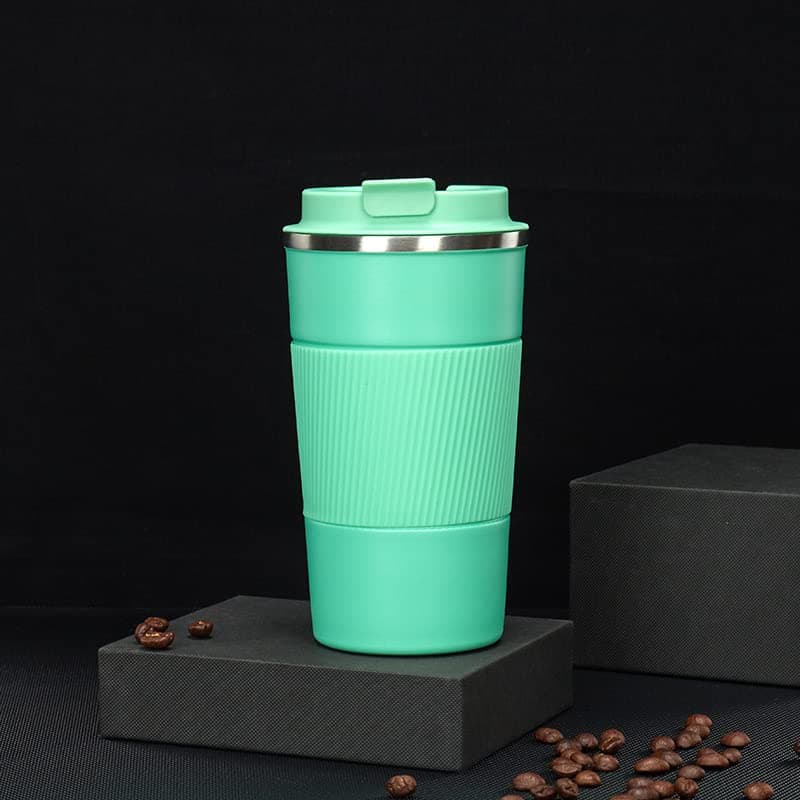 Wosta Insulated Travel Coffee Mug 2.0 | Double Wall Vacuum Stainless Steel Fat-Bottomed Coffee Cup Tumbler with Spill Proof Flip Lid for Hot and Ice Beverages (Mint Green Color, 510 Ml)