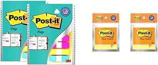 3M Post-It Flags - Pack of 2 with Post-it Sticky Notes (3" X 3") - Pack of 2 (2x100 Sheets, Canary Yellow)