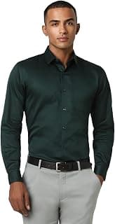 Peter England Men 100% Cotton Premium Solid Slim Fit Full Sleeve Party Shirt