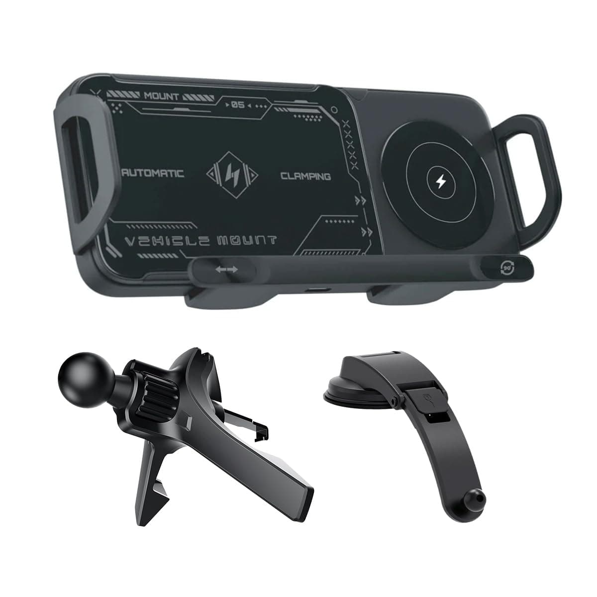 JCBL Accessories Auto-Clamping Wireless Car Charger 15W, Dash & Vent Mount, Mobile Phone Holder for iPhone Galaxy Z Fold Flip S Series Google Pixel and All Qi Enabled Mobile Phones
