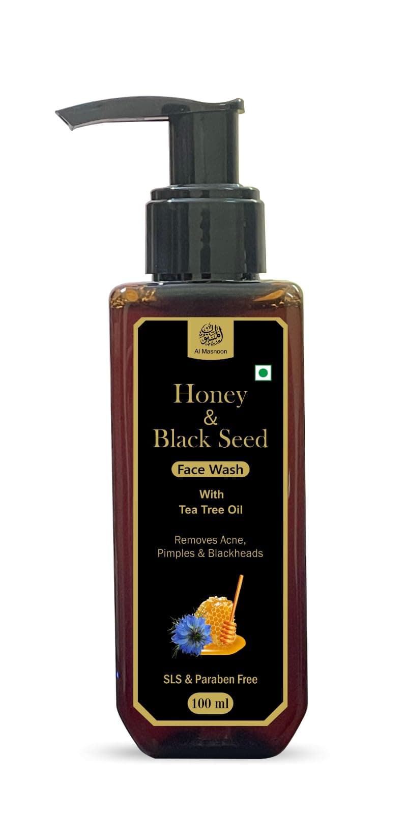 AL MASNOON Rejuvenating Cleanse: Al Masnoon Honey Blackseed Face Wash with Tea Tree Oil, 100ml (Pack of 1), SLS & Paraben Free - Gentle Yet Effective Skincare for Radiant, Nourished Skin
