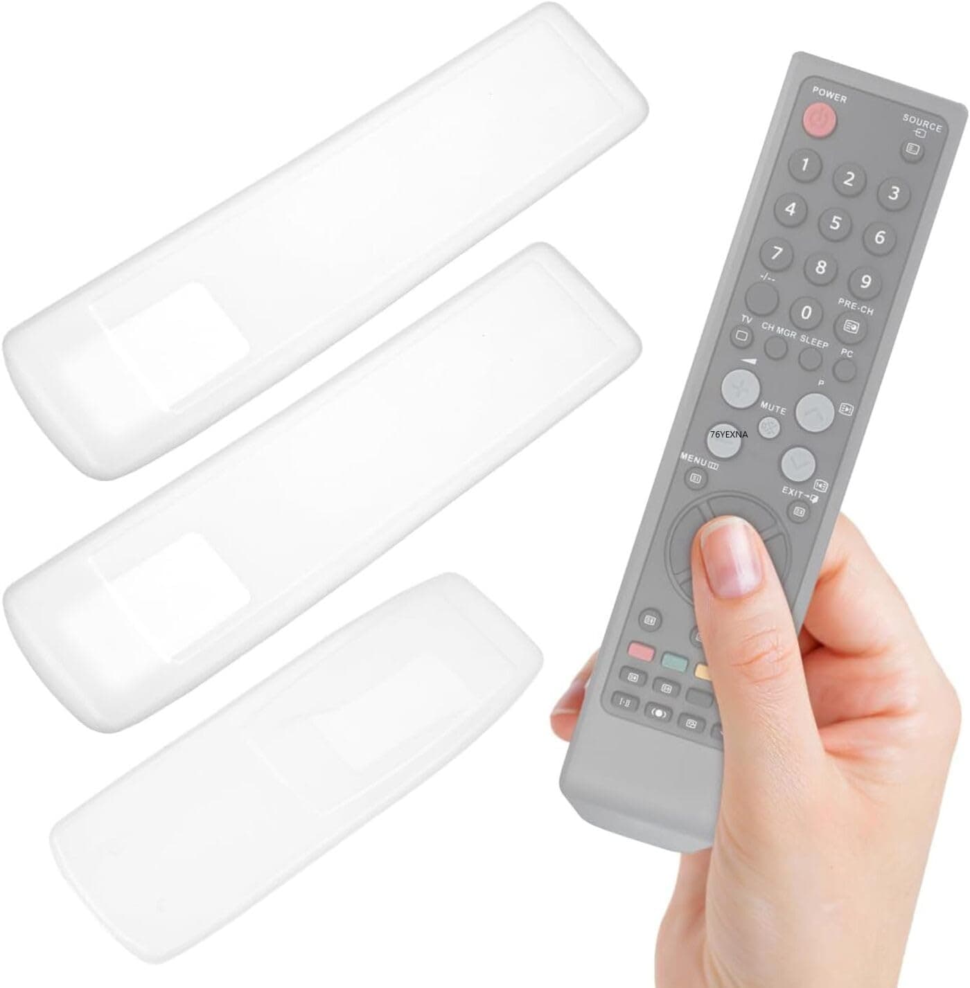 76YEXNA Stretchable Silicone Remote Cover Set (Set of 3) Waterproof & Dustproof Protection for TV, AC, Setup Box Remotes (Transparent, 3 Big Sizes)