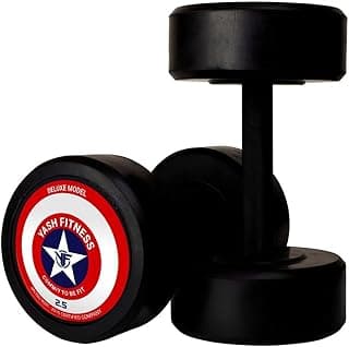 YASH FITNESS Rubber Professional Dumbbells 2.5Kg | Fixed Weight Dumbbell | Dumbbells Set For Home Gym & Gym Training | Gym Equipment Dumbbells Set | Durable Dumbbell Set (Black, Rubber 5Kg)
