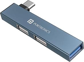 Portronics Mport Mino C USB Dock High Speed 3-Port USB 2.0, Aluminium Alloy Body, USB Type-C (Grey)