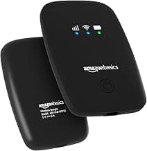 Amazon Basics 4G LTE Wireless Dongle with All Sim Network Support|Single_Band Plug & Play Data Card Stick with Up to 150Mbps WiFi Hotspot|2200Mah Rechargeable Battery| Sim Adapter Included (Black)