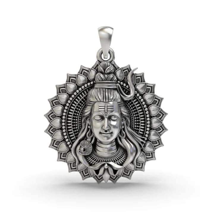 CRAFTWELL CW Lord Shiv Bholenath Face Locket With Chain And Steel Pendant Necklace For Men And women