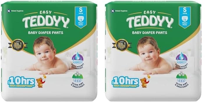 TEDDYY Baby Easy Pant Diapers Small 78 Count (Pack of 2), 4-8 kgs, 12 hrs Leak Protection, Anti - Bacterial