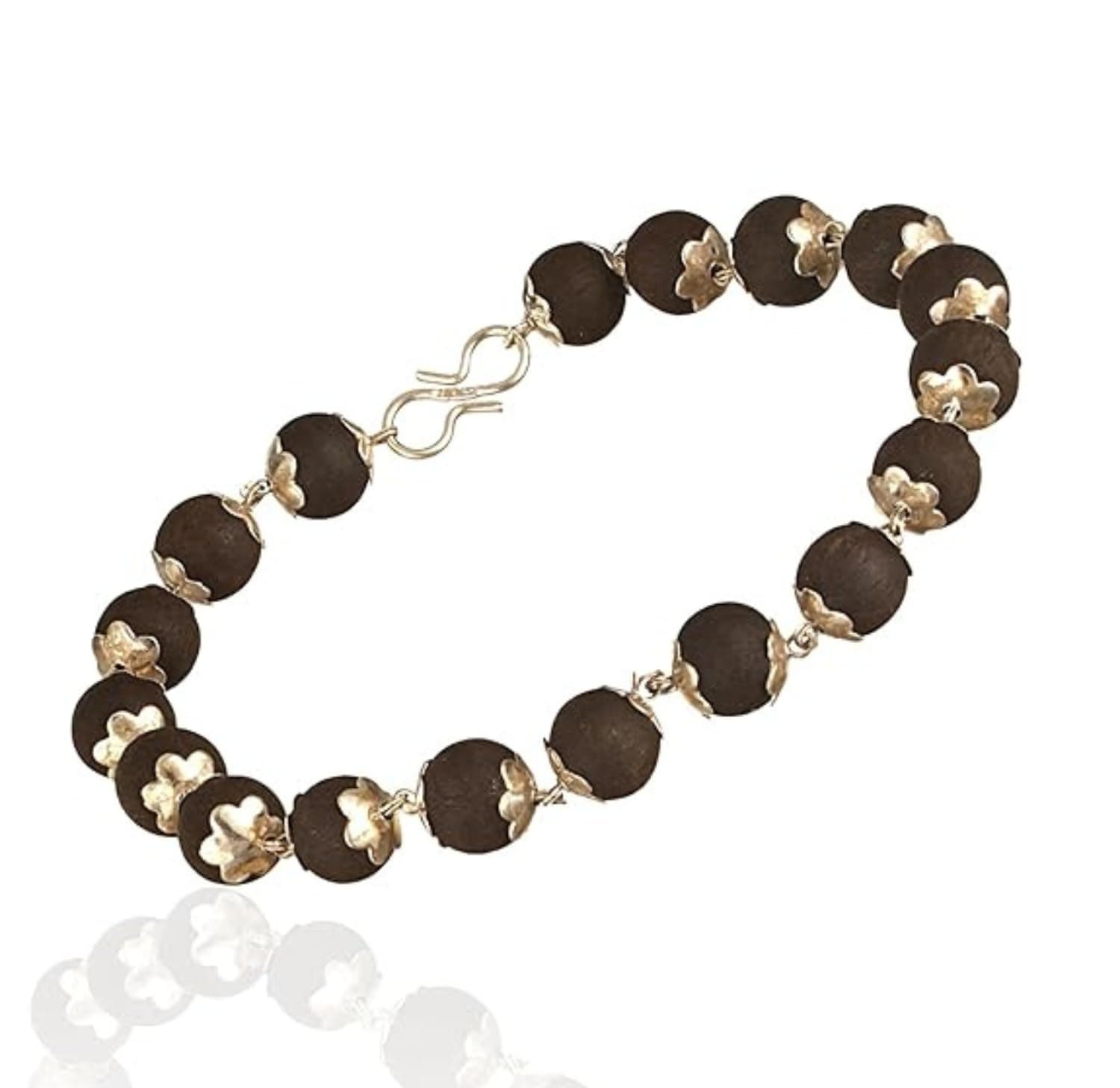 ATOZEE STORE Original Karungali Bracelet for Men & Women, 100% Pure Natural Ebon Wooden Beads with Silver Caps, Karungali Bracelet for Spiritual Protection & Meditation Jewelry