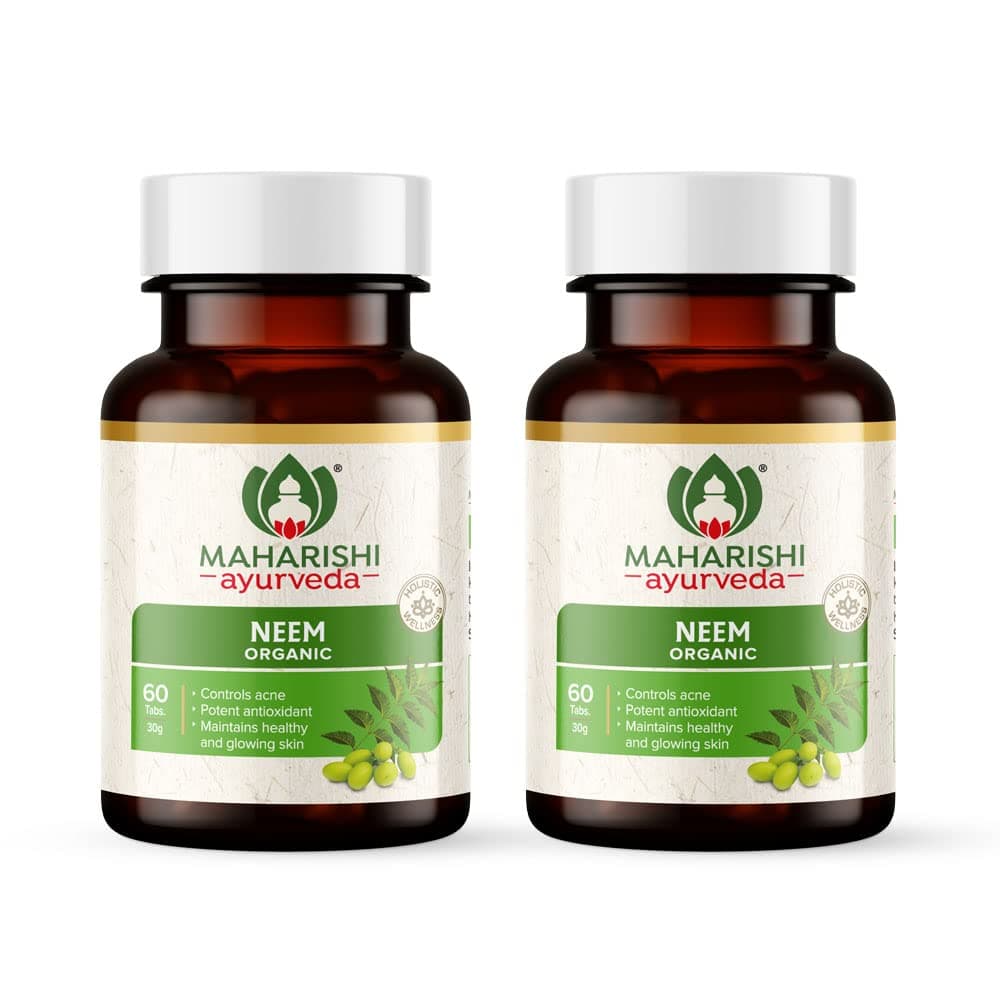 Maharishi Ayurveda Organic Neem Tablets 500 MG| Natural Blood Purifier | Improves Skin Health | Supports Detoxification| 100% Organic & Safe | 120 Tabs (Pack of 2)