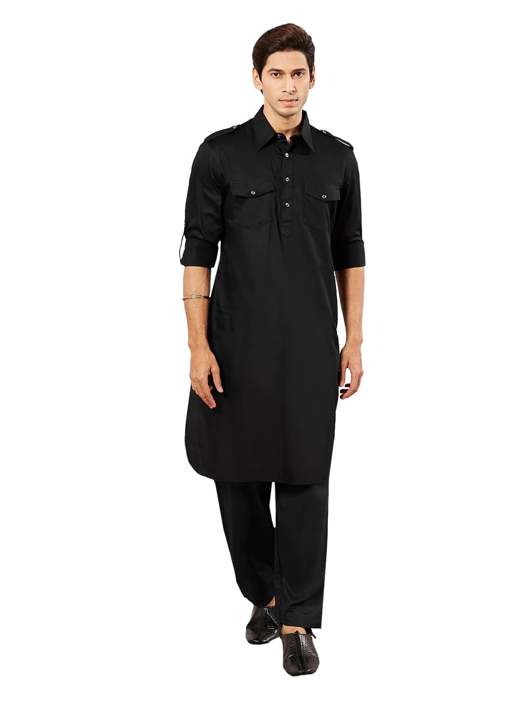 VASTRAMAY Traditional Pathani Khan Suit Set for Men in Soft Cotton Fabric – Ethnic Outfit with Salwar Patiala Pyjama – Relaxed Fit Outfit for Festival