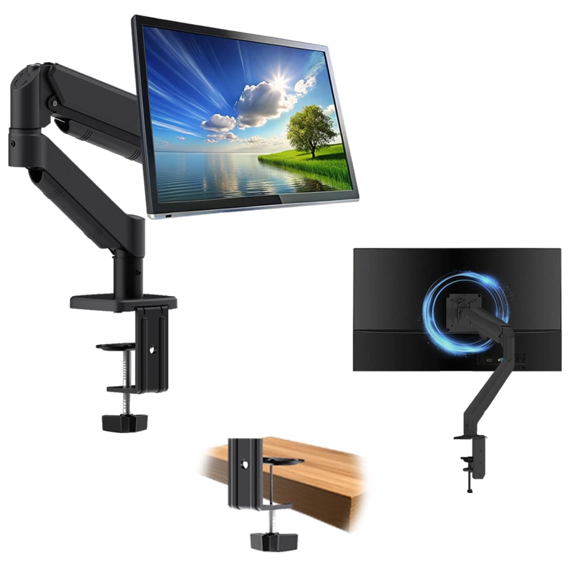 BigPassport Gas Spring Monitor Arm Stand | Heavy Duty VESA Mount for 13"–32" Inch Screens Size | Adjustable Monitor Mount 360° Rotation, Supports up to 9 kg
