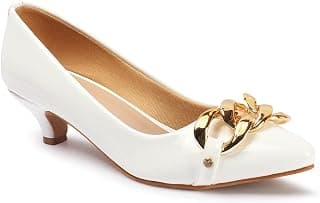 Women Stylish Slipon Pump Shoes with Kitten Heels, Pointed Toe