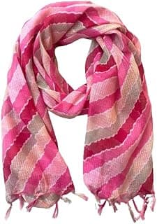 AKSHADEEP Women's Cotton Blend Striped Print Dupatta with 2.20 Meters | Women’s cotton printed dupatta with tassels