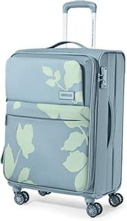 American Tourister Large Polyester Amt Bloom Sp 78.5 Exp Ash Grey Soft Side Luggage With Tsa Lock,Complete Lining,Telescopic Trolley Hande & 8 Smooth Gliding Spinner Wheels & Wet Pocket & Vanity Pouch
