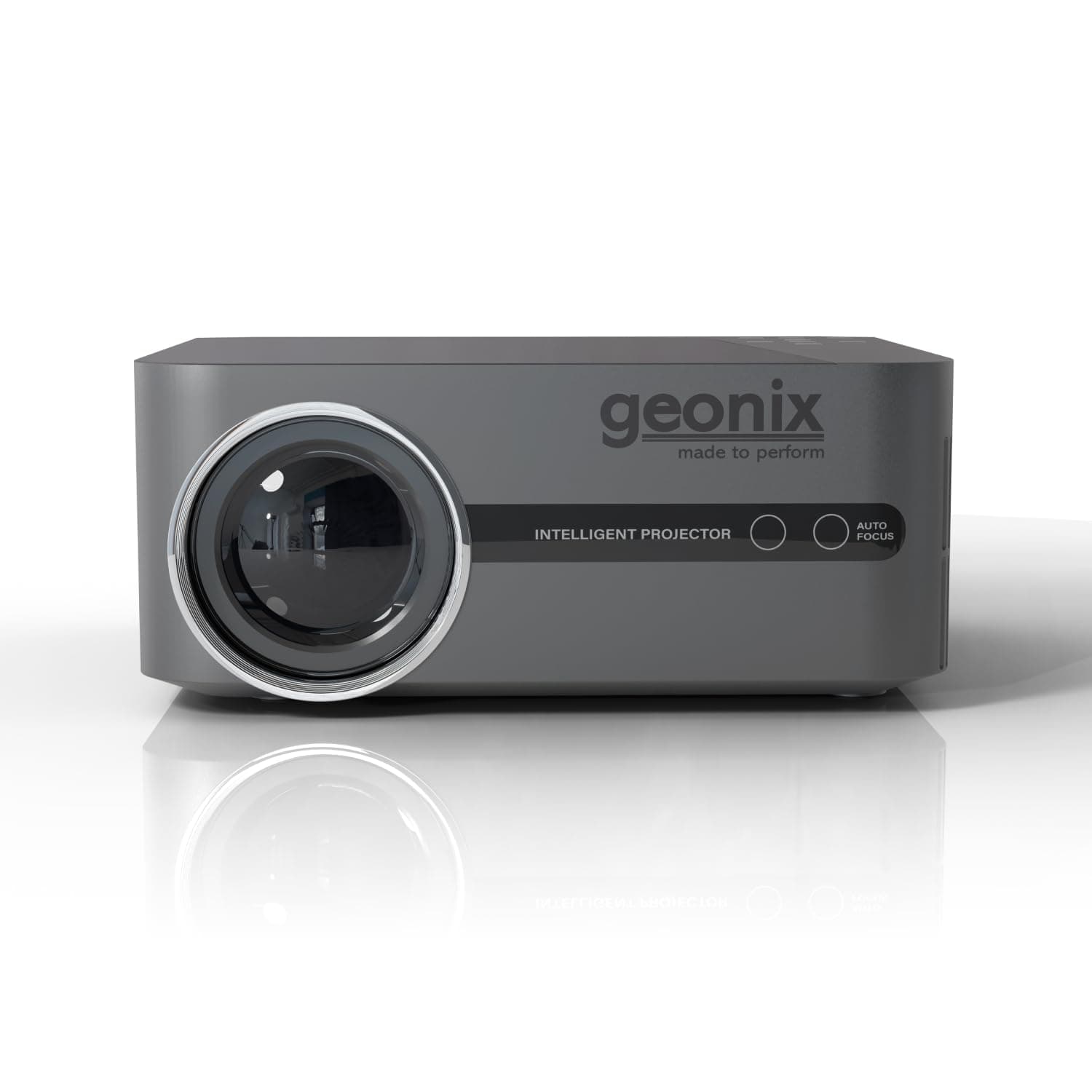 GEONIX Vista V8 Smart Projector Full HD 1080p, 4K Decoding, 450 ANSI Lumens, Auto Focus, Dual Band WiFi, Android OS, 32GB Storage, 8W Speakers, 50,000H Lamp Life Ideal for Home & Office, Grey